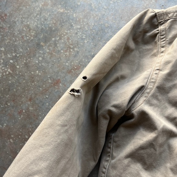 VTG 90s Abercrombie Fitch Mens XL Tan Sherpa Lined Bomber Deck Jacket Distressed - Picture 6 of 10